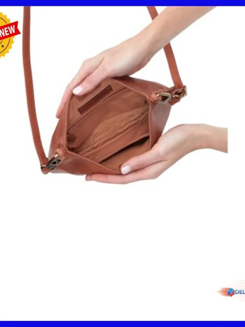 Leather Crossbody Bag with Removable Strap, Multiple Pockets